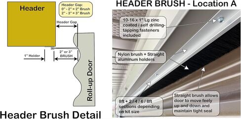 3" Brush Seal Kit for 10'w x 8'h Roll-up Door, Sectional Steel Door, Commercial Door, High Speed Fabric Door (3" Brush Seal for 10'w x 8'h Door) in Saudi Arabia