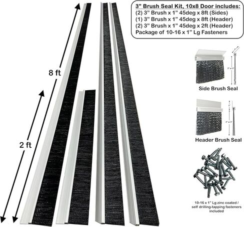 3" Brush Seal Kit for 10'w x 8'h Roll-up Door, Sectional Steel Door, Commercial Door, High Speed Fabric Door (3" Brush Seal for 10'w x 8'h Door) in Saudi Arabia