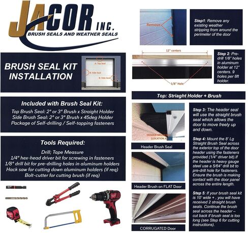 3" Brush Seal Kit for 10'w x 8'h Roll-up Door, Sectional Steel Door, Commercial Door, High Speed Fabric Door (3" Brush Seal for 10'w x 8'h Door) in Saudi Arabia
