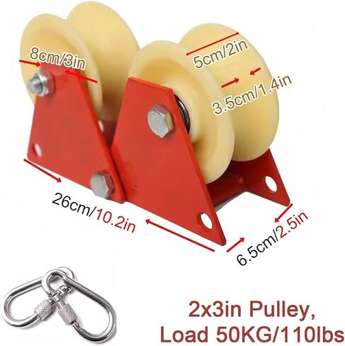 Wall Corner Cable Pulley System - Durable Nylon Groove Wheel with Steel Rings & Bearings, Double V-Groove Wheels for Rooftent, Construction Sites & Sewer Lifting in Saudi Arabia