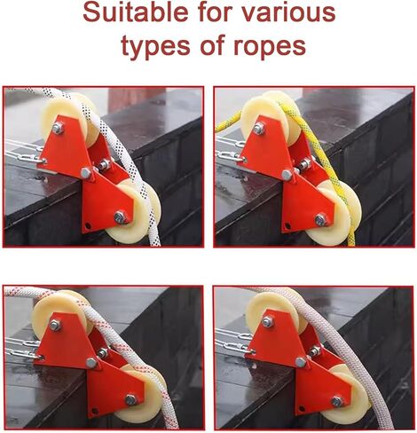 Wall Corner Cable Pulley System - Durable Nylon Groove Wheel with Steel Rings & Bearings, Double V-Groove Wheels for Rooftent, Construction Sites & Sewer Lifting in Saudi Arabia
