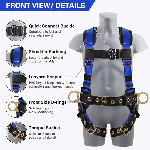 Trsmima Safety Harness Fall Protection - Roof Full Body Harness Men Construction Work Belt Tongue & Quick Connected Buckle in Saudi Arabia