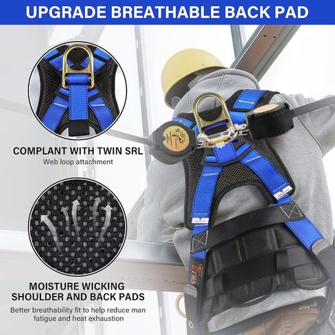 Trsmima Safety Harness Fall Protection - Roof Full Body Harness Men Construction Work Belt Tongue & Quick Connected Buckle in Saudi Arabia