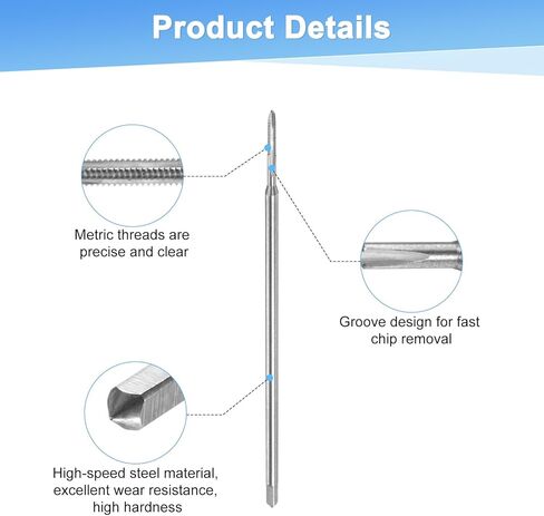1-Pack M10x1.5mm Metric Thread Tap, HSS 130mm Length Straight Flute Right Hand Thread Screw Tapping Tool for Drilling/Milling Machines/CNC Machine Tools in Kuwait
