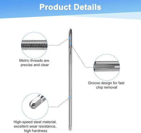 1 عبوة M10x1.5mm نقرة خيط متري ، HSS 130mm طول مستقيم الناي الفلوت يمين ترابط ترتيب المسمار لآلات الحفر/الطحن/أدوات آلة CNC in Kuwait