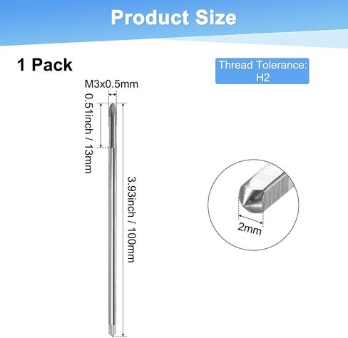 1 عبوة M10x1.5mm نقرة خيط متري ، HSS 130mm طول مستقيم الناي الفلوت يمين ترابط ترتيب المسمار لآلات الحفر/الطحن/أدوات آلة CNC in Kuwait