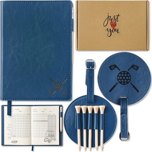 R Horse Golf Scorecard Book مع Pencil 4PCS Leather Golf Journal Notebook ومجموعة العلامات على حقائب الجولف ، سجل دفتر سجلات كتاب جيب لاعبي الغولف ، ملحقات النادي الخارجي والرياضي (الأزرق) in Saudi Arabia