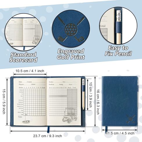 R Horse Golf Scorecard Book مع Pencil 4PCS Leather Golf Journal Notebook ومجموعة العلامات على حقائب الجولف ، سجل دفتر سجلات كتاب جيب لاعبي الغولف ، ملحقات النادي الخارجي والرياضي (الأزرق) in Saudi Arabia