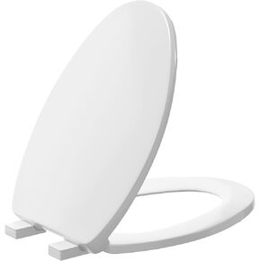 Toilet Seat Elongated, Toilet Seats with Cover Quiet Close, Never Loosen Bumpers, Easy Removing and Cleaning, White, 18.5"L x 14"W in Saudi Arabia