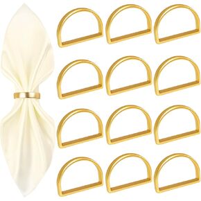 حلقات منديل الذهب غير اللامعة مجموعة من 12 ، حلقات من المناديل المعدنية الأنيقة الدائرة الحلق in Kuwait