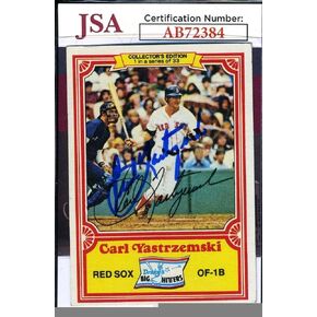 Carl Yastrzemski Jsa Coa Signed 1981 Topps Drakes Cookies Autograph - Baseball Slabbed Autographed Cards in Saudi Arabia