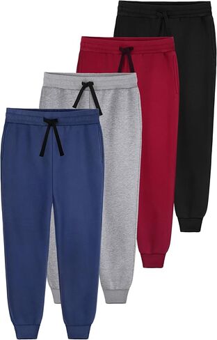 4 Pack Boys Sweatpants Fleece Lined Boys Athletic Joggers with Pockets Drawstring, Active Sweat Pants for Kids Youth in Saudi Arabia