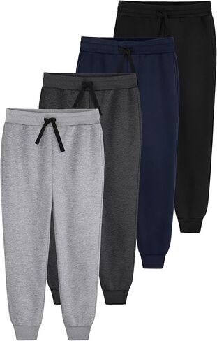 4 Pack Boys Sweatpants Fleece Lined Boys Athletic Joggers with Pockets Drawstring, Active Sweat Pants for Kids Youth in Saudi Arabia