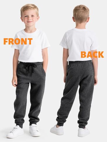 4 Pack Boys Sweatpants Fleece Lined Boys Athletic Joggers with Pockets Drawstring, Active Sweat Pants for Kids Youth in Saudi Arabia