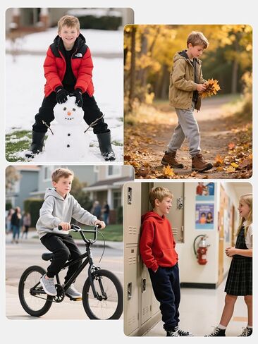 4 Pack Boys Sweatpants Fleece Lined Boys Athletic Joggers with Pockets Drawstring, Active Sweat Pants for Kids Youth in Saudi Arabia
