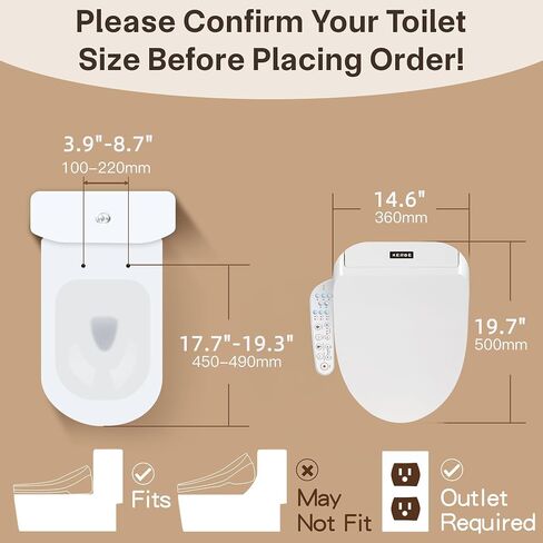 KERDE P30B Smart Bidet Toilet Seat - Dual Control (Side Panel & Remote), Warm Water Wash, Heated Seat, Warm Air Dryer, LED Night Light,Existing Toilets Electric Bidet Elongated Electronic Heated in Saudi Arabia
