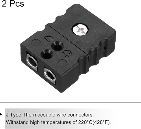 Meccanixity j type typroly thermocouple connectors pin pin pin tempter pin terme 220 ° c (428 ° f) for thermocouple sensor probe black 2pc in Saudi Arabia