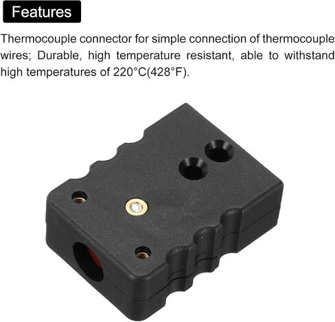 Meccanixity j type typroly thermocouple connectors pin pin pin tempter pin terme 220 ° c (428 ° f) for thermocouple sensor probe black 2pc in Saudi Arabia