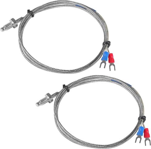 Alinan 2pcs 1M/Approx 3.3Ft K-Type M6 Screw Temperature Sensor Probe Two Wire Temperature Controller(0~400℃) Stainless Steel Thermocouple in Saudi Arabia
