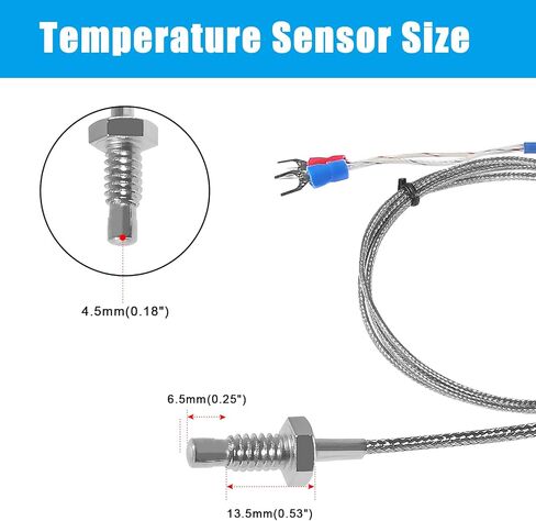 Alinan 2pcs 1M/Approx 3.3Ft K-Type M6 Screw Temperature Sensor Probe Two Wire Temperature Controller(0~400℃) Stainless Steel Thermocouple in Saudi Arabia