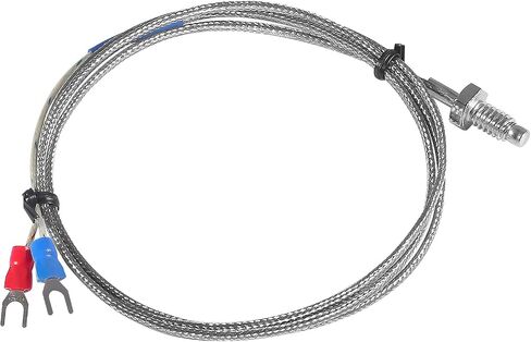 Alinan 2pcs 1M/Approx 3.3Ft K-Type M6 Screw Temperature Sensor Probe Two Wire Temperature Controller(0~400℃) Stainless Steel Thermocouple in Saudi Arabia
