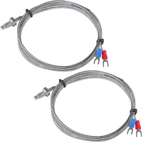 Alinan 2pcs 1M/Approx 3.3Ft K-Type M6 Screw Temperature Sensor Probe Two Wire Temperature Controller(0~400℃) Stainless Steel Thermocouple in Saudi Arabia