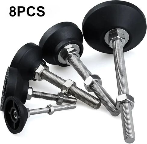 8Pcs Adjustable Lathe Leg Dia 40mm Thread Type Feet Swivel Base M5/M6/M8/M10/M12(D40xM8x80mm) in Saudi Arabia