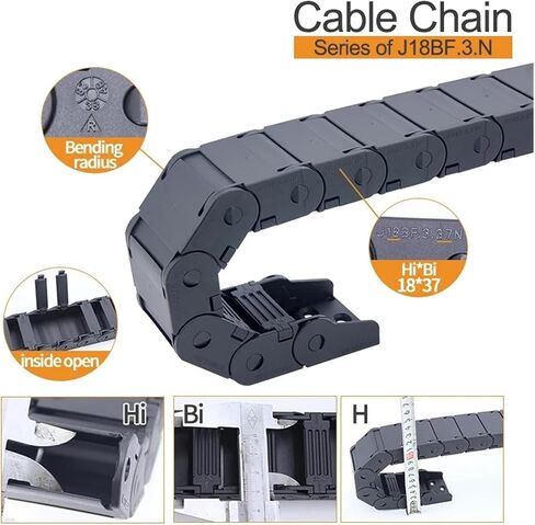 BIRAN 1-Meter Cable Drag Chain Semi Enclosed Inner Opening Series J18BF.3. N 18 * 18 18 * 25 18 * 37 18 * 50(38mm,18x37 mm) in Saudi Arabia