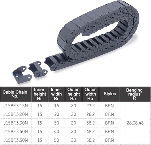 BIRAN 1-Meter Cable Drag Chain Semi Enclosed Inner Opening Series J15BF.3. N 15 * 15 15 * 20 15 * 30 15 * 40 15 * 50(48mm,15x15 mm) in Saudi Arabia