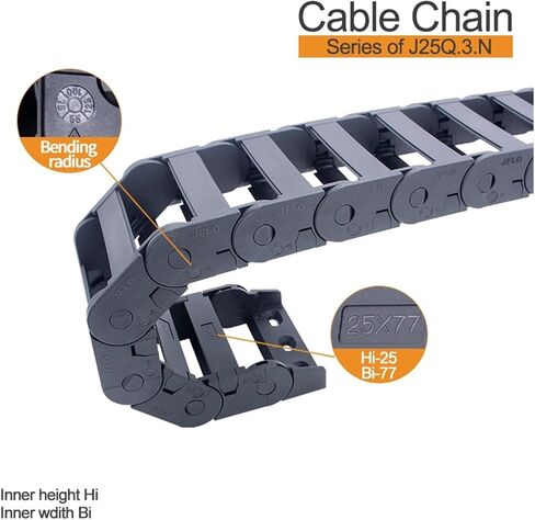 BIRAN 1-Meter Cable Drag Chain.Series of J25Q.3.N-Bridge Type Interior Opening(175mm,25x57 mm) in Saudi Arabia