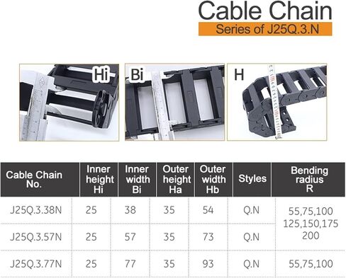 BIRAN 1-Meter Cable Drag Chain.Series of J25Q.3.N-Bridge Type Interior Opening(175mm,25x57 mm) in Saudi Arabia