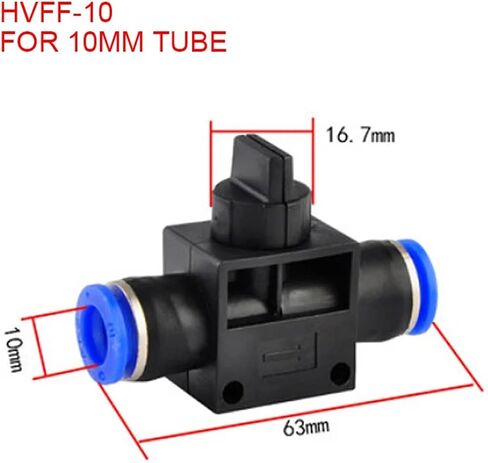 HVFF Pnuematic Fittings 4/6/8/10/12mm Air Tube Hose Connector 2 Way Push in Connector Valve Switch Joint Fitting Pneumatic Parts(HVFF-12MM) in Saudi Arabia