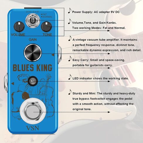 VSN Blues Drive Vintage Overdrive Guitar Effect Pedal & VSN Guitar Power Power Adapter in Saudi Arabia