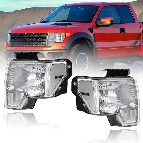 LED Headlight for Ford F150 F250 F350 Bronco 1992 1993 1994 1995 1996 Amber Reflector Chrome Housing Left Right Replacement DRL Headlamp in Saudi Arabia