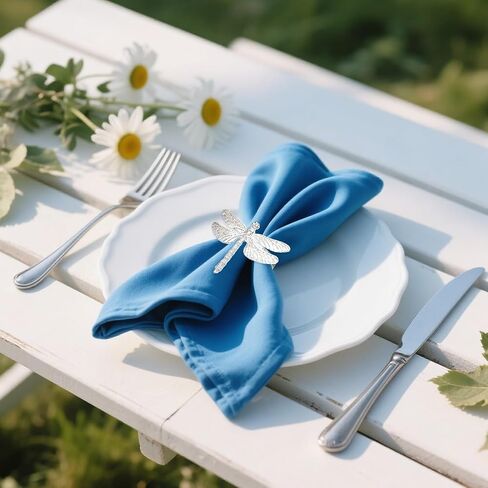 Napkin Rings Set of 6 Silver Dragonfly Napkin Rings,Fall Insect Napkin Ring for Garden Parties Dining Table Decor,Rustic Farmhouse Napkin Ring Holders,Metal Napkin Holders for Cloth Napkins in Saudi Arabia