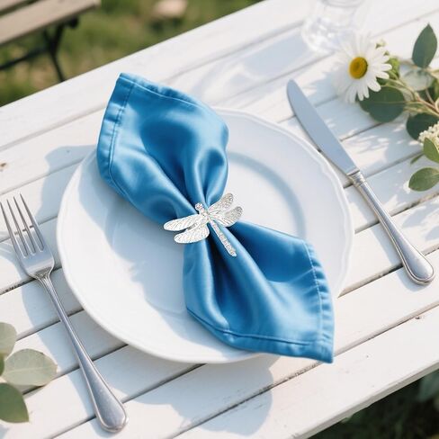 Napkin Rings Set of 6 Silver Dragonfly Napkin Rings,Fall Insect Napkin Ring for Garden Parties Dining Table Decor,Rustic Farmhouse Napkin Ring Holders,Metal Napkin Holders for Cloth Napkins in Saudi Arabia