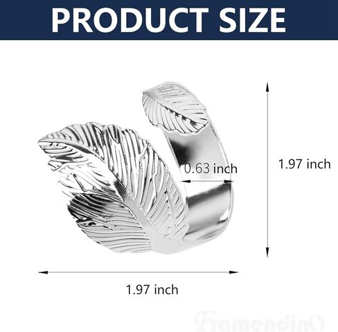 Framendino ، Silver Leaf Fackin Rings مجموعة من 6 حاملات معدنية لزواج الذكرى السنوية ديكور عشاء in Saudi Arabia