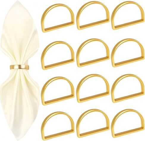 حلقات منديل الذهب غير اللامعة مجموعة من 12 ، حلقات من المناديل المعدنية الأنيقة الدائرة الحلق in Kuwait