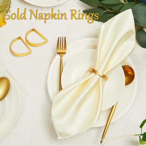 حلقات منديل الذهب غير اللامعة مجموعة من 12 ، حلقات من المناديل المعدنية الأنيقة الدائرة الحلق in Kuwait