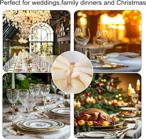 حلقات منديل الذهب غير اللامعة مجموعة من 12 ، حلقات من المناديل المعدنية الأنيقة الدائرة الحلق in Kuwait