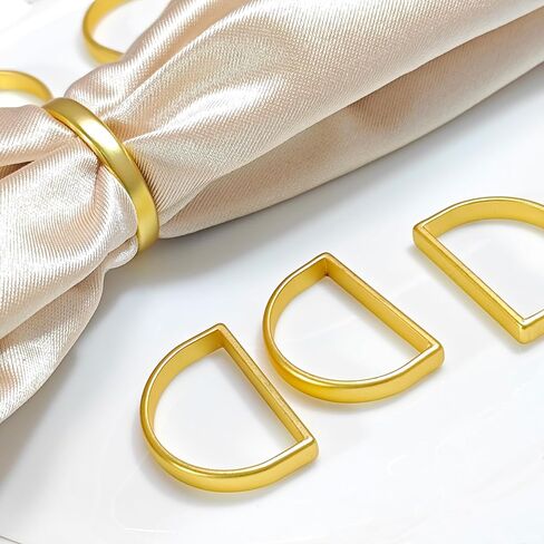 حلقات منديل الذهب غير اللامعة مجموعة من 12 ، حلقات من المناديل المعدنية الأنيقة الدائرة الحلق in Kuwait