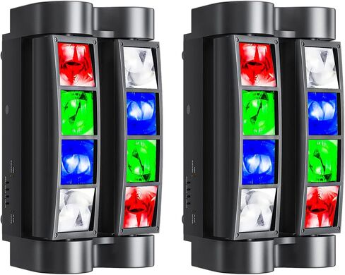Big Dipper Moving Head DJ Light ، 8x3w LED LED SPIDER Light ، RGBW 4 in 1 STIWSING SOUND Activated/DMX-512 لحفل الزفاف ، الحفلات ، البار ، نادي الحفلات الموسيقية ، إضاءة الأحداث (2 عبوة) in Kuwait