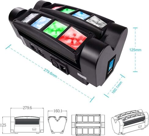 Big Dipper Moving Head DJ Light ، 8x3w LED LED SPIDER Light ، RGBW 4 in 1 STIWSING SOUND Activated/DMX-512 لحفل الزفاف ، الحفلات ، البار ، نادي الحفلات الموسيقية ، إضاءة الأحداث (2 عبوة) in Kuwait
