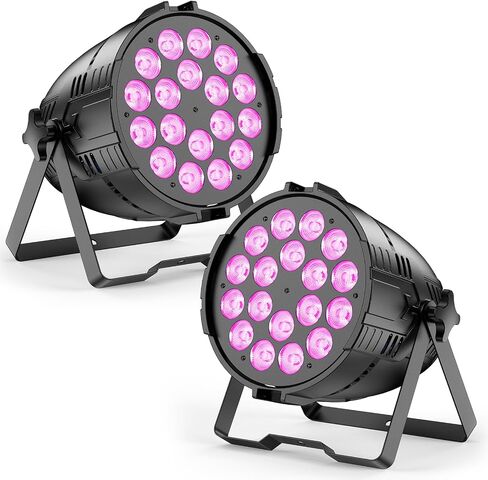 200W Stage Lights, RGBWAL 6IN1 Par Lights, Professional 18 LED DMX512 Sound-Activated Controlled LED Par Can, 6/10CH Uplights for Theater Studio Concert Stage DJ Party, 2 Pack in Saudi Arabia