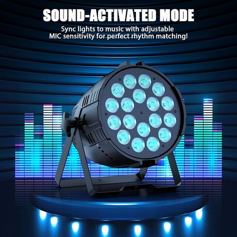 200W Stage Lights, RGBWAL 6IN1 Par Lights, Professional 18 LED DMX512 Sound-Activated Controlled LED Par Can, 6/10CH Uplights for Theater Studio Concert Stage DJ Party, 2 Pack in Saudi Arabia