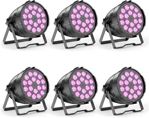 200W Stage Lights, RGBWAL 6IN1 Par Lights, Professional 18 LED DMX512 Sound-Activated Controlled LED Par Can, 6/10CH Uplights for Theater Studio Concert Stage DJ Party, 2 Pack in Saudi Arabia