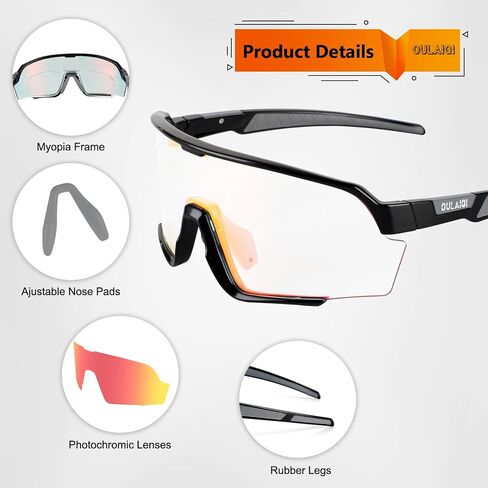 Photochromic Cycling Glasses Men Women Mountain Bike Sunglasses MTB Bicycle Riding Sports Sunglasses in Kuwait