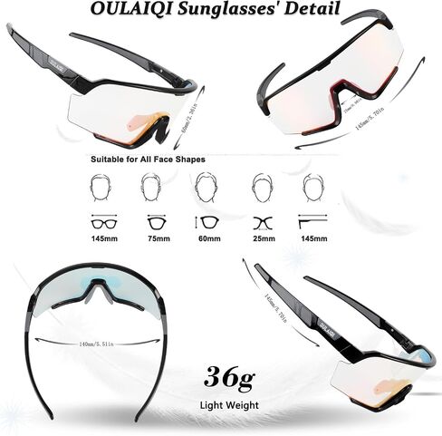 Photochromic Cycling Glasses Men Women Mountain Bike Sunglasses MTB Bicycle Riding Sports Sunglasses in Kuwait