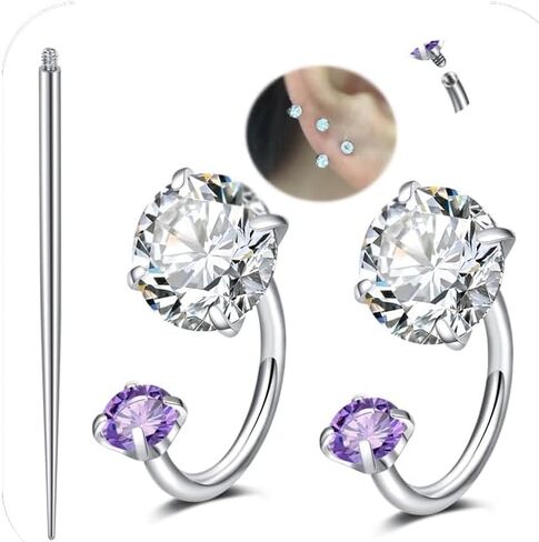 Modrsa Gold Horseshoe Nose Ring 18g حصان الحذاء خاتم الأنف طوق للنساء من الصلب الجراحي نصف طوق طوق الأطواق المزدوجة Gem Tragus Hoops Heart Labret Lip Helix Percing Jewelry Septum Rings 18 Gauge 8mm in Saudi Arabia