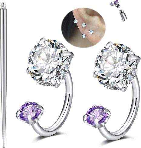 Modrsa Gold Horseshoe Nose Ring 18g حصان الحذاء خاتم الأنف طوق للنساء من الصلب الجراحي نصف طوق طوق الأطواق المزدوجة Gem Tragus Hoops Heart Labret Lip Helix Percing Jewelry Septum Rings 18 Gauge 8mm in Saudi Arabia